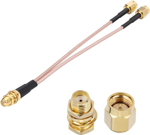 HiAoey 4G LTE SMA Splitter Cable 15cm - Female to Dual Male Antenna Adapter Compatible with Wireless Router, SDR Dongle, Industrial Router, Mobile Modem