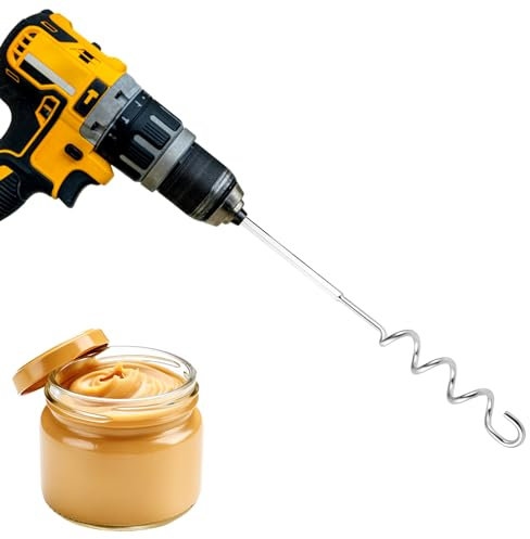 Erdnussbutter Rührer, 30 cm Edelstahl Nussbutter-Mixer Erdnussbutter Rührwerkzeug Bohrer Nussbutter-Rührer Schnelles Mischen Rührgerät Utensil zum Mischen Verschiedener Erdnussbutter Marmelade