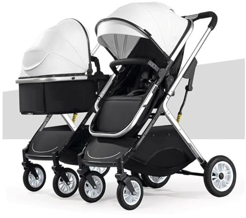 EYPKPL Leichter Doppel-Kinderwagen, Faltbarer Doppel-Kinderwagen mit verstellbarem Verdeck, Kinderwagen, abnehmbare Kinderwagen, Tandem-Kinderwagen