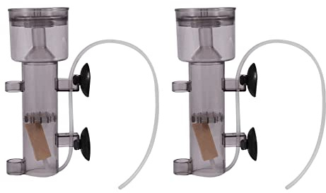 Goufride 2X 600L/H Mini Aquarium Marine Fish Coral Tank Internal Hang on Air Driven Protein Skimmer with Wood Air Stone Tubing