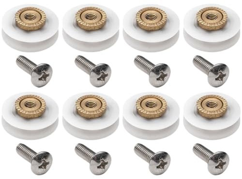 WANGSHAOWEI Shower Door Rollers 8 Pieces V Grooved 19MM Wheel Dia Shower Door Wheel Runner Roller Shower Door Wheels