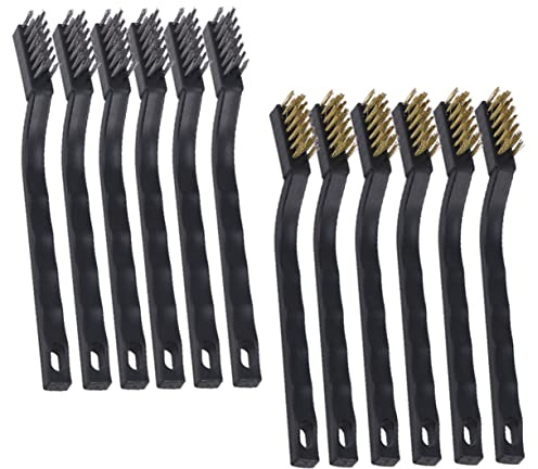 OKUMEYR Pinceau à Gratter en Matériau Synthétique Argenté, Lot de 12pcs, Brosse Antistatique à Poils pour Enlever la Rouille, Utilisation Pratique Industrielle