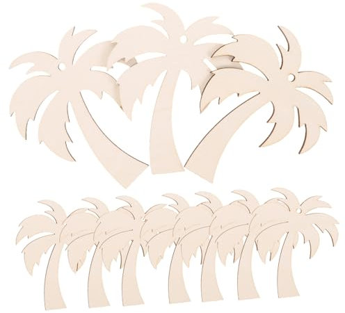 VILLCASE Recortes De Madera De Palmeras y Cocos Falsos Caseros Para Manualidades 20 Piezas De Rodajas De Madera Sin Terminar Diy Para Decoración Navideña y Proyectos Artísticos