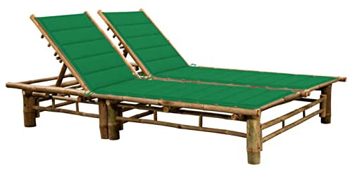 ShGaxin 2-Personen-Sonnenliege mit Auflagen Bambus, Gartenliege, Liegestuhl, Sonnenstuhl, Sonneninsel Outdoor, Liegen, Gartenmöbel, Bäderliege, Relaxliege - 3063950
