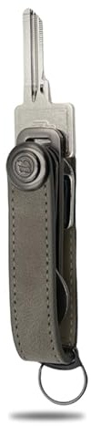 ESSENTIALBAG - Schlüsseletui für 1-7 Schlüssel plus Autoschlüssel - Platzoptimierter und geräuscharmer Schlüssel Organizer - Key Organizer mit Einkaufswagenchip und Flaschenöffner (Platin-Grau)