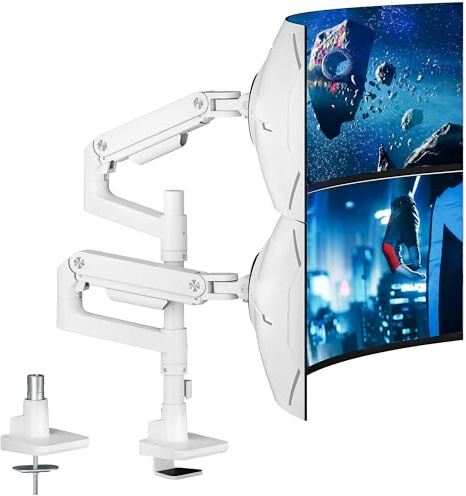 ARES WING Monitor Halterung 2 Monitore für 17-49 Zoll Monitore,Weiß