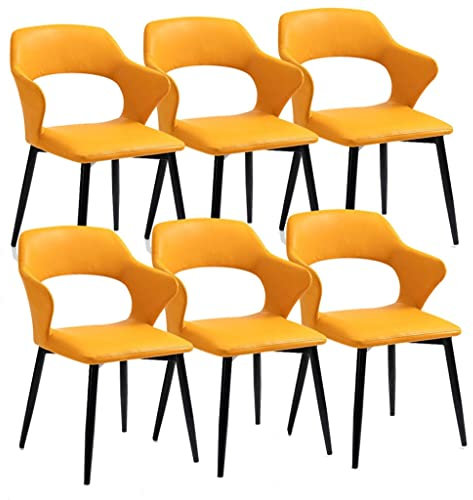 6er Set MDining Stühle mit Kunstlederpolsterung und stabilen Beinen aus Karbonstahl für Küche, Wohnzimmer, Lounge und Theke