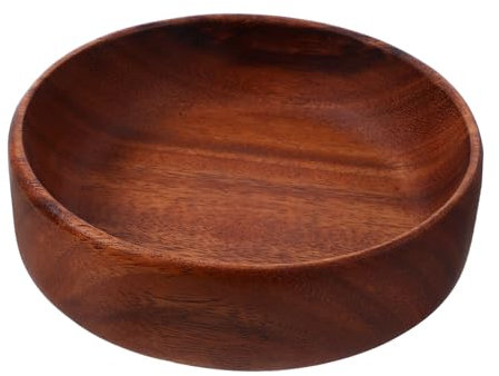 DECHOUS Wood Fruit Plate Snack Container Round Serving Tray Wooden Salad Dish Home Kitchen Tabletop Use