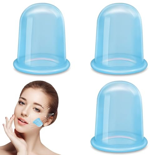 3 Piezas Juego de ventosas de silicona,ventosas de silicona,Ventosas al Vacío de Silicona,para el alivio del dolor muscular y articular (azul)