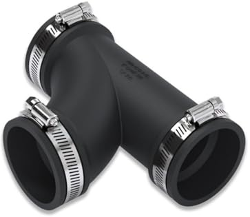 eco-filtration Fernco 3 Flexible Tee (90 mm to 75 mm) - EPDM Rubber Tee Connector with Stainless Steel Clamps - Leak-Proof, Reusable & Easy Installation