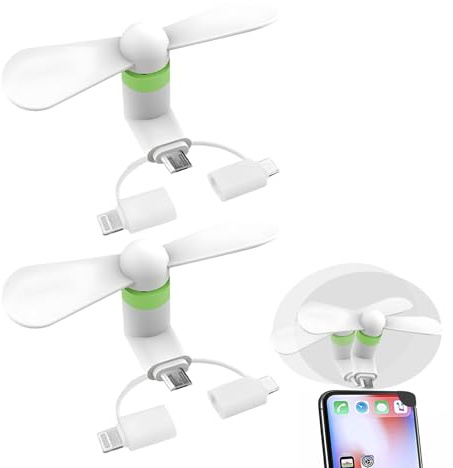 Comioke Mini Ventilatore Portatile 3 in 1 USB per Casa, Viaggi, Ufficio, Mini Ventola per Cellulare, Portatile Ventole Portatili per Telefono Cellulare, Ventilatore USB (Bianco 2PCS)