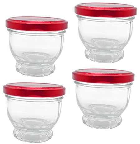 Zerodeko 4piezas Vaso de Yogur de Vidrio Transparente para Hogar Cocina y Restaurante para Yogur Pudín y Leche Vasos de Vidrio Incluidos