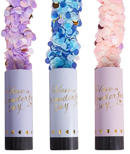Biodegradable Confetti Cannon - Party Cheer for Celebrations (Cherry Blossom Pink, Ocean Blue, Elegant Purple) - Columniform Party Cannon