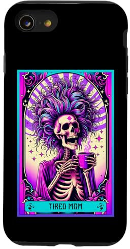 Carte de tarot « Tired Mom », squelette, mère, épouse, maman, café Coque pour iPhone SE (2020) / 7 / 8