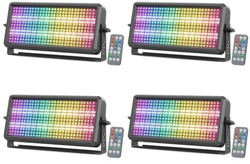 150W Thunderbolt-Stroboskop-Effektlicht Bühnenhintergrundbeleuchtung, 270 RGB + 180 Weiße LEDs Wallwasher Effektstrahler für DJ Partys Clubs Musikbar Auftritte Bühnenshows, 4 Stück