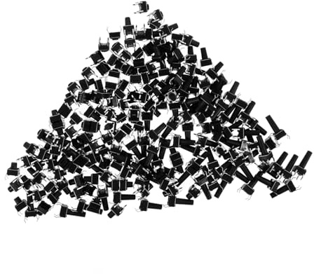 SHINEOFI 200piezas Microinterruptor Miniatura Interruptor De Botón Pulsador Interruptor Táctil para Proyectos Electrónicos Protoboard y PCB Kit De Unidades Broche De Pines para Encendido PU