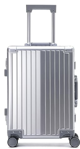 Simcat 100% Aluminium Koffer Handgepäck Mit TSA Schloss | Premium Hartschalenkoffer, Abschließbarer Alukoffer, Leicht, Reisekoffer Für Business & Urlaub, 36L, Silber