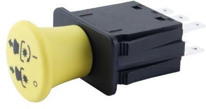 Orivin Interruttore PTO meccanico a pulsante manuale giallo compatibile con trattorini tosaerba Scotts L120 L130 D140 D150 D155 L2048 L2548