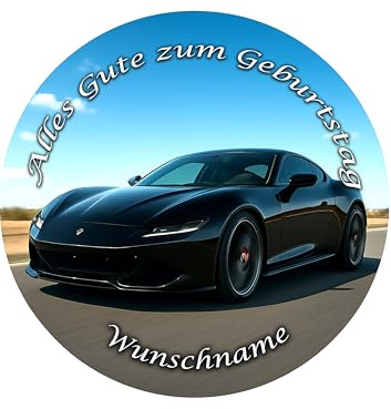 Tortenaufleger Wunschname Auto Sportwagen Fondant Ø 20cm 02506 | Tortendeko, Cake Decoration, Top Qualität