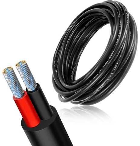 5 Meter 16AWG 2x1,5mm² Elektrischer Draht, 2 adrig Kabel Flexibles verzinntes Kupferkabel, mehrlitzig, hohe Temperaturbeständigkeit, Stromkabel für DC 5 V/12 V/24 V, LED, Kfz, Verlängerungskabel