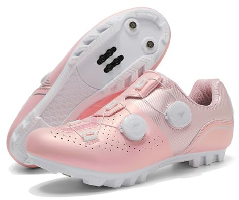 Cykelskor herr dam andningsbara halkfria MTB cykel sneaker mountainbike cykel träningsskor unisex inomhus utomhus spinn cykelskor snurra sko, Rosa, 38.5 EU