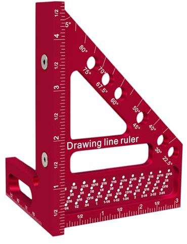 Winkelmesser zum Messen, Winkelmesser für Holz mit Übertragung von Löchern und Lineal, Werkzeug von 22,5 bis 90 Grad aus Aluminiumlegierung zum Zeichnen von Linien – Präzisionswerkzeug für Maler