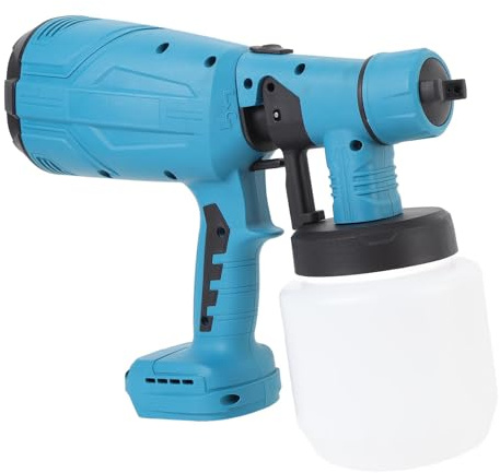 Asixxsix Cordless Paint Sprayer, 200W Brushless Motor 18V Battery Operated HVLP Spray Gun with 800ML Tank 4 Nozzles for Furniture Cabinets Fence Wood Metal Surfaces