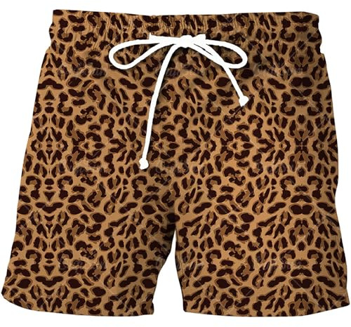 Generisch Short de sport léger avec imprimé léopard pour homme - Short de plage et de loisirs