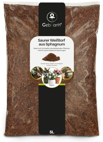 GebEarth® | Torba Bionda Acida di Sfagno【5L】 | Ideale per Ortensie, Azalee, Mirtilli e Piante Carnivore | Torba bionda Fibrosa e pH Acido per una Crescita Sana.