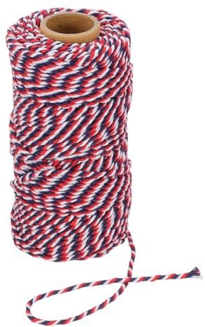 PATIKIL 100m Butcher String Twine, 2mm Cotton Bakers Decorative Twine String Rope Cord for Gift Wrapping Arts Crafts Party Kitchen Gardening, Red Blue White