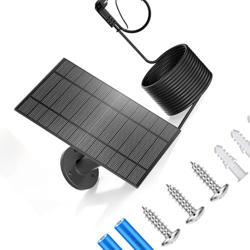 JTQYFI Modules photovoltaïques compatibles pour caméras de surveillance extérieures avec batterie rechargeable de 4 000 mAh et câble de 4 mètres avec caméra planifiée étanche IP65 puissance