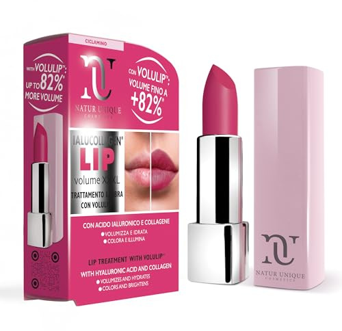NU - IALUCOLLAGEN LIP VOLUME XXXL Ciclamino | Trattamento Labbra con Acido Ialuronico, Collagene e Portulaca | Formula Naturale Tecno-Filler | Idratante, Levigante, Rimpolpante | Made In Italy | 4.2ML