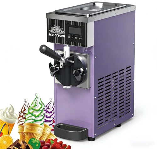 Macchina per Gelato Soft, Gelatiera Da Banco Professionale per Gelato Soft Monogusto, Congelatore Da Banco Con Cilindro Da 1 L, Funzione Di Autopulente, Display LED E Resa Da 4-5 Kg/H(Purple)