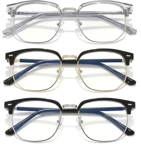 TZMFHD 3PCS Blue Light Glasses Men, Blue Light Blocking Glasses for Digital Eye Comfort, Computer Screen Reading Protection,Daily Use,Suitable for Teenagers, Men, Women, Adults, Office and School Use