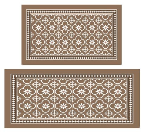 Alfombra Cocina 50X80Cm Flor Blanca Alfombra Vinilica Cocina Cuero,Modernas Lavable Antideslizante Anti Fatiga para Pasillo, Comedor,Hogar Alfombrilla Cocina