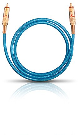 Oehlbach NF 113 DI 200 - RCA digital ljudkabel - högkvalitativ S/PDIF-koaxialkabel, flerskärmning, 75 ohm - 2 m - blå