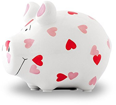 KCG Spardose Schwein Herzchen weiß klein
