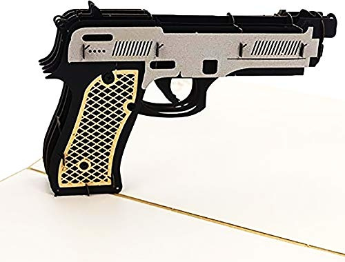 Papier Spiritz Origami Gun Pop Up Grußkarte zum Geburtstag Papa Kids 3D Karte Geburtstag Vatertag Jahrestag Thank You Best Wishes Jahrestag Geschenk karte mit Umschlag
