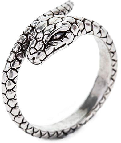 Windalf Zauber Ring BUARA h: 1.1 cm Schlange Midgards Antik Hochwertiges Silber (Silber, 62 (19.7))