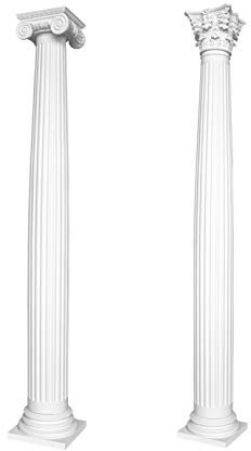 Halbsäule | rund | kanneliert | vorgrundierte Oberfläche | stoßfest | Klassisch | Barock | Dekosäule | Stuck | weiß | PU | N3220H Set 1 | 203 mm