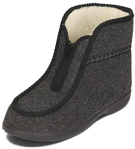 BAWAL Zapatillas de Casa para Mujer Hombre Fieltro Lana Pantuflas Unisex Muy Calentitas 36-46 EU (Gris/negro, 41)