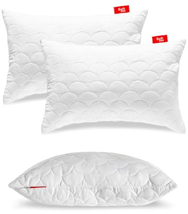 Softimi Kopfkissen Schlaffkissen Bettkissen Gestepptes Premium Kissen 2er Set 30x50 cm Antiallergisch - Anti-Milbe - Geruchlos sofort verwendbar - Mit Härteeinstellung (2er Set 30x50 cm)