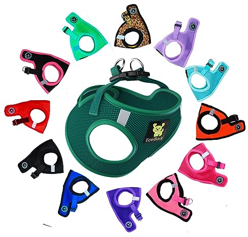EcoBark Step in Dog Harness - Reflective Soft Luxurious Mesh Dog Harnesses for XXS, XS, Small, and Medium Dogs - Eco-Friendly Comfort Secure Halter No Pull Adjustable Pet Vest (Forest Green, Medium)