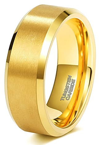 Zakk Ringe Herren Damen Gold Wolframcarbid Gebürstet Verlobungsringe Eheringe Partnerringe Trauringe 4mm 6mm 8mm