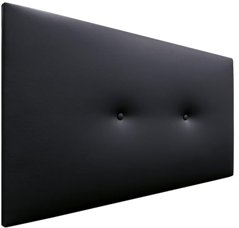 DHOME Kunstleder oder Acualine Stoff Kopfteil einfarbig mit Knöpfen gepolstert HIGH Range Luxus Bett Kopfteil Modernes Schlafzimmer Polsterung (Kuntsleder Schwarz, 95x50cm (Betten 80/90))