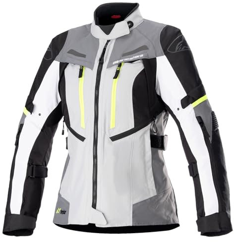 Alpinestars Stella Bogota Pro Drystar - Chaqueta de motocicleta para mujer, gris/amarillo LG, Gris/Amarillo, L