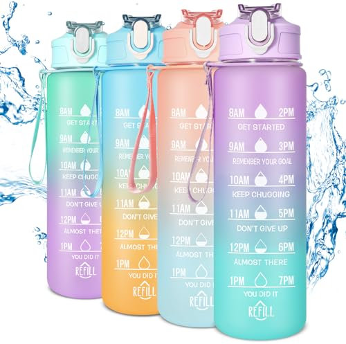 SUPPRUI Kinder-Wasserflasche mit Zeitmarkierungen, 700 ml, motivierende Wasserflasche mit Strohhalm, auslaufsicher, BPA-frei, Tritan-Trinkflasche für Sport, Radfahren, Fitnessstudio, Schule und Büro