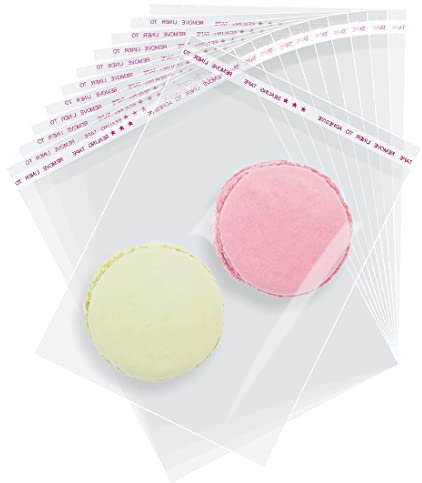 200 Pezzi Sacchetti Cellophane Trasparente Autoadesivi Sacchetto per Alimenti Autoadesivo Trasparente Trasparenti Richiudibili con Chiusura Adesiva 6 * 9 cm