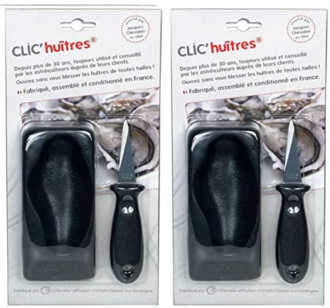 2 oyster knives and holders