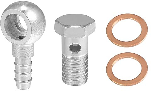 A ABSOPRO Hohlschraube M14x1,5 Silber 1Stk Für Motorrad Bremssystem Ersatz | Metall, Adapter 48x24 Mm, 35x21x19 Mm Schraube, 20/14 Mm Unterlegscheibe, Für Bremssattel, Für Hauptbremszylinder